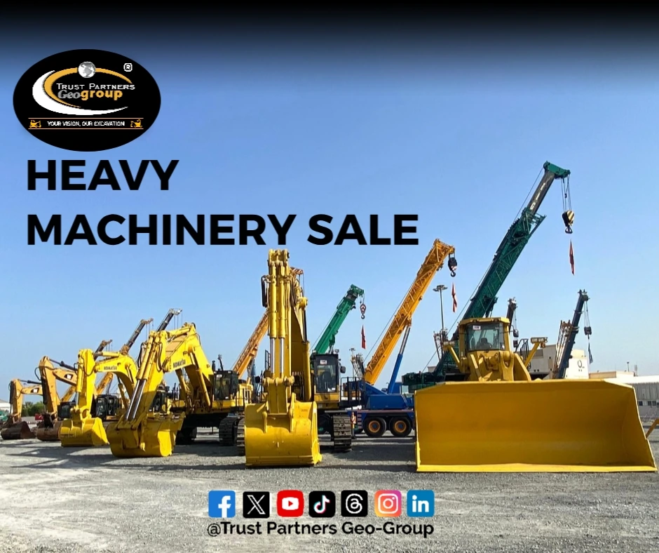 Trust Partners Geo-Group diverse selection of new, pre-owned, and locally used heavy equipment available for sale. The collection includes excavators, rollers, pavers, wheel loaders, backhoe loaders, farm utility tractors, graders, bulldozers, and more, all inspected for quality and reliability.