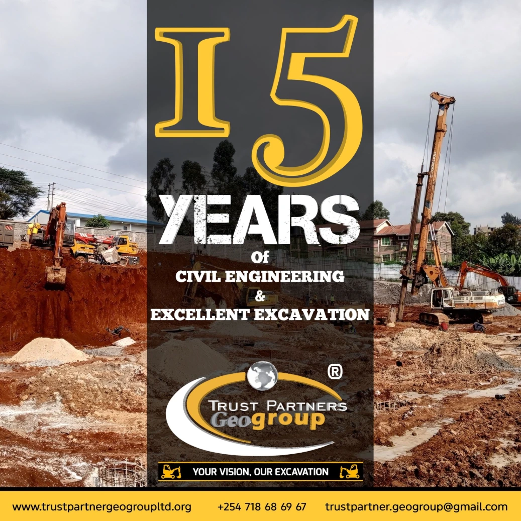 TRUST PARTNERS GEOGROUP: 15 years of trusted excavation and heavy equipment rental services across Nairobi, Kiambu, Machakos, and Nakuru counties in Kenya