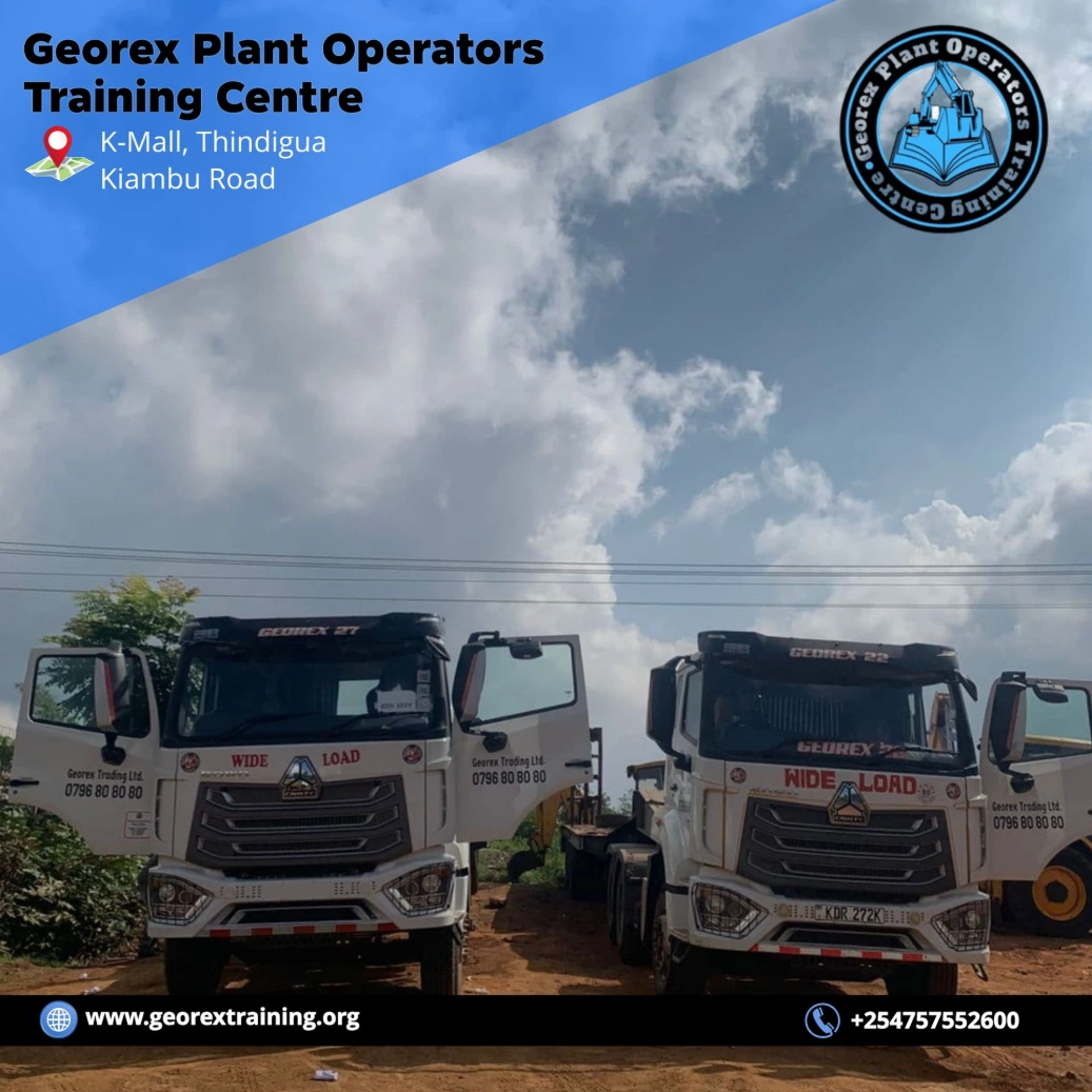 A modern heavy equipment training facility with multiple machines on site, reflecting hands-on learning at Georex