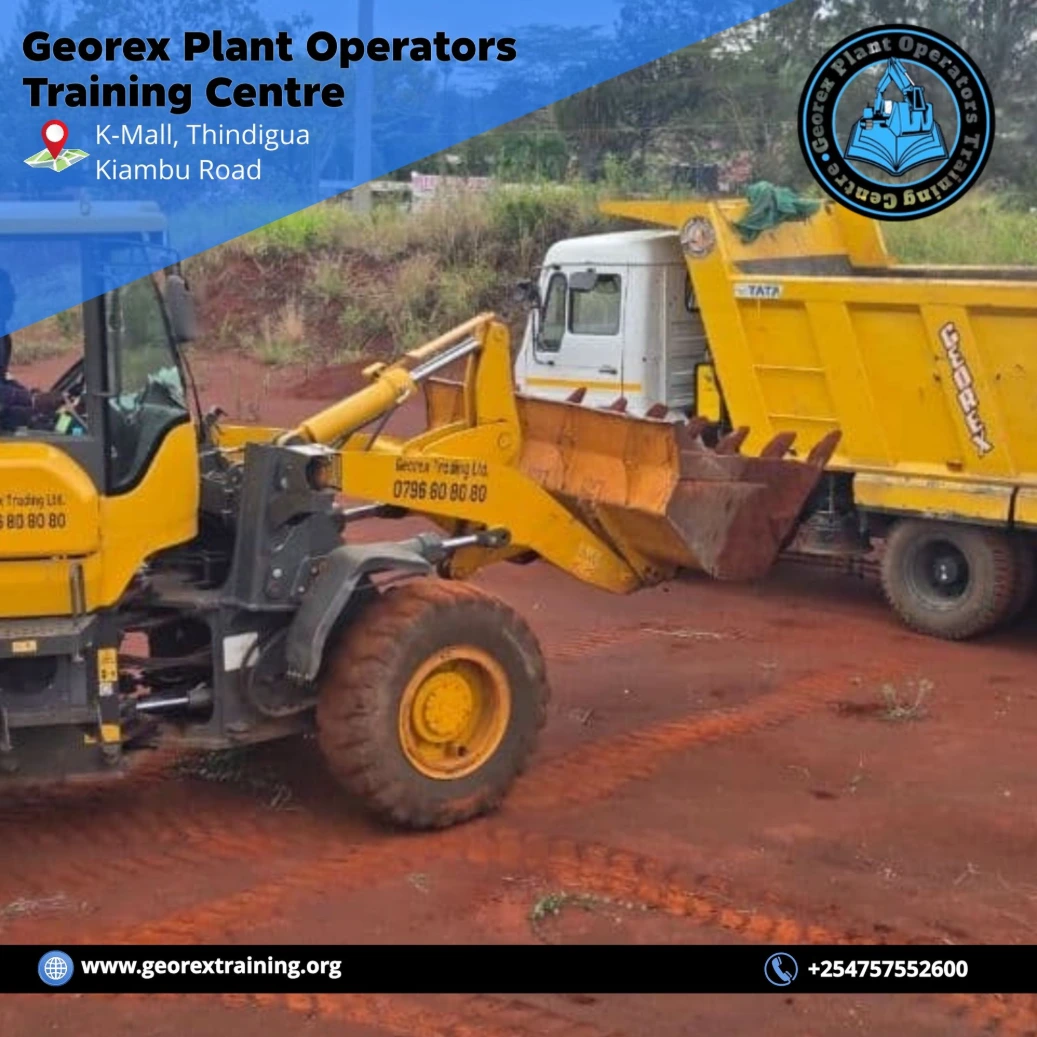 A modern heavy equipment training facility with multiple machines on site, reflecting hands-on learning at Georex