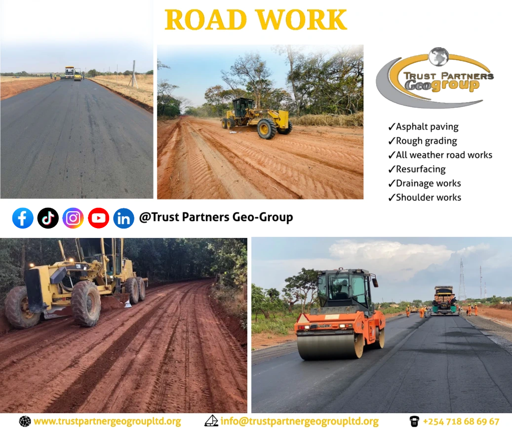 Road works construction crew in Nairobi region (Kilimani, Upper Hill)Nairobi: Parklands, Kilimani, Upper Hill, Kileleshwa, Lavington, South C - Suburbs: Karen, Syokimau, Thome, Thika Road, Kiambu Road - Nationwide: Mombasa, Kisumu, Nakuru, Eldoret, Meru, Nyeri, Kakamega, Embu, Nyahururu, Kitale, Malindi, Naivasha, Garissa, Kisii