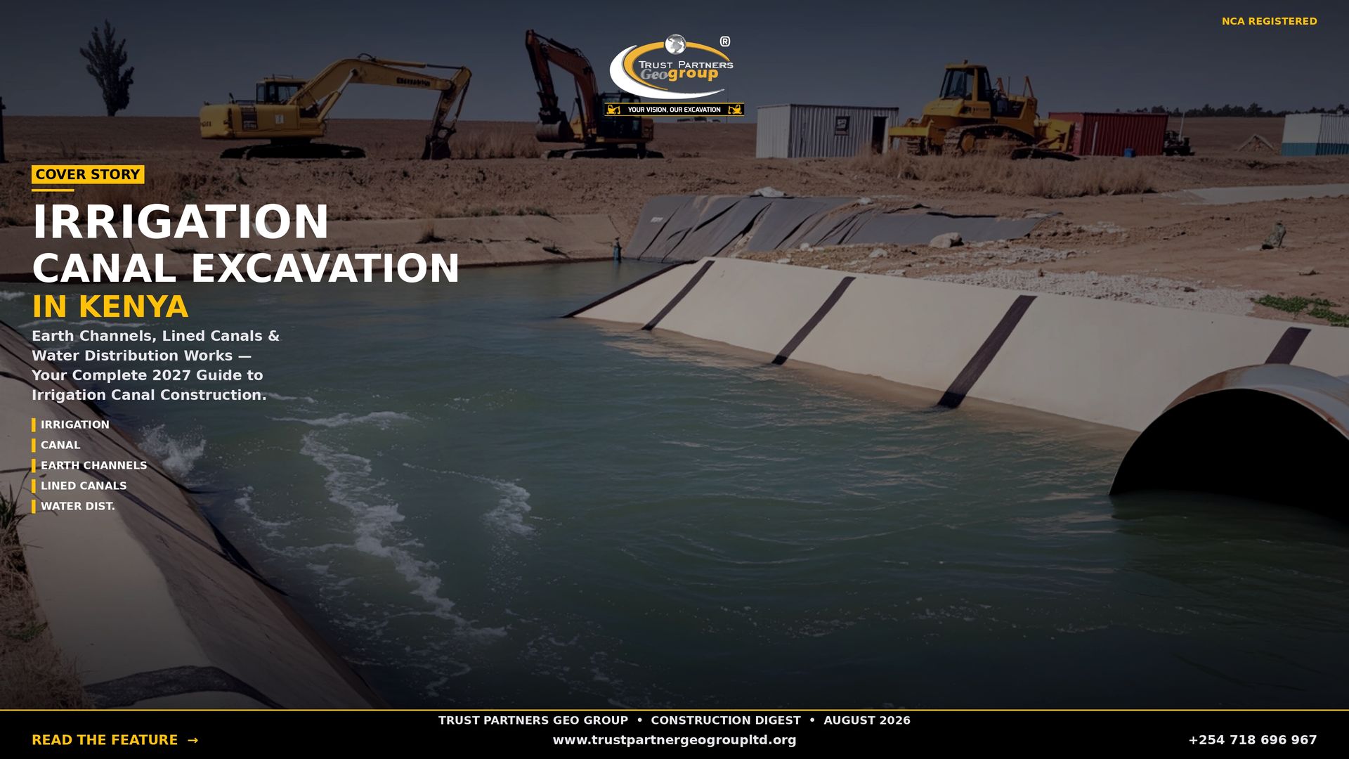 Irrigation Canal Excavation in Kenya: Earth Channels, Lined Canals and Water Distribution Works